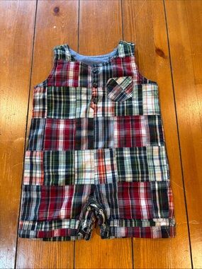 Baby GAP Madras Plaid Sleeveless Romper Size S 3-6 Months EUC